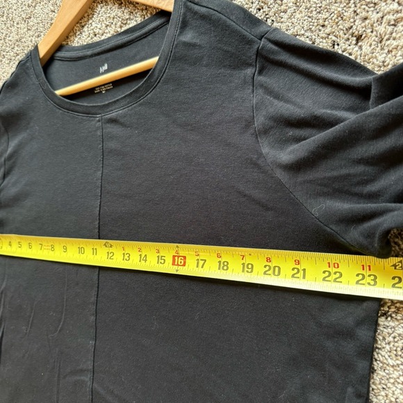 J Jill Women XLT 100% Pima Cotton Crew Neck Tee Long Sleeve Black Relaxed Basic - Picture 9 of 9